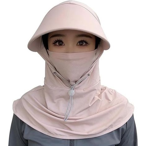 Sonnenschutzmaske mit Krempe für den Sommer, geeignet zum Radfahren und Angeln, Unisex, Sturmhaube, die den gesamten Kopf vor der Sonne schützt – rosa (1/4)