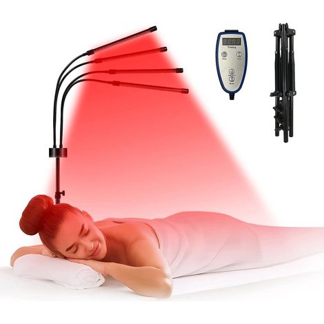 Lampe de luminothérapie rouge 80 LED, pied réglable de 38 à 152 cm, infrarouge lointain 850nm et proche infrarouge 660nm, dispositif portable pour soin du corps. (1/5)