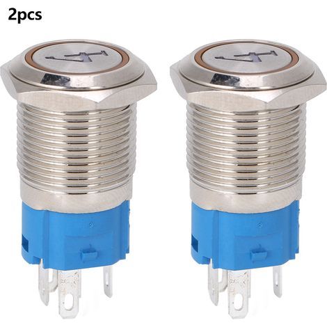 Stück 5-polige 16-mm-Metall-Drucktaster mit gelber LED, 424 V DC, selbstrückstellend (1/5)