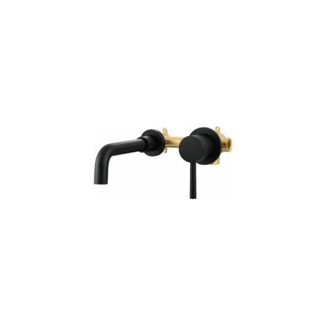 Mitigeur Lavabo Noir 2 Trous Robinet Mural Encastré En Laiton Eau Chaude Et Froide Pour Salle De Bain