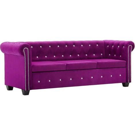 Canapé à 3 places Revêtement en velours 199 x 75 x 72 cm Violet vidaXL