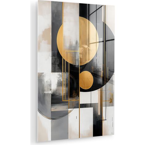 CUADRO DE METACRILATO Abstracto - Oro - Plata - Formas - Estética - Moderno Cuadros Para Dormitorio 60x90 (1/5)