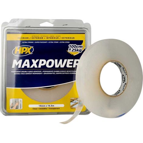 Doppelseitiges Klebeband mit starker Klebkraft transparent 19mm x 16,5m HPX - HT1916