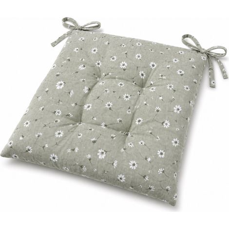 Coprisedia Margherite Verde 40x40 Cuscino Trapuntato con Lacci in Cotone (1/5)