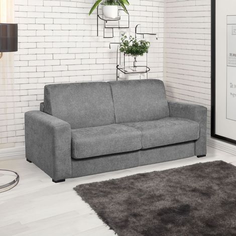 Divano Letto Kriog 3 Posti con Bracciolo Squadrato Cenere Scuro L 202 x P 96 x H 90 cm (1/5)
