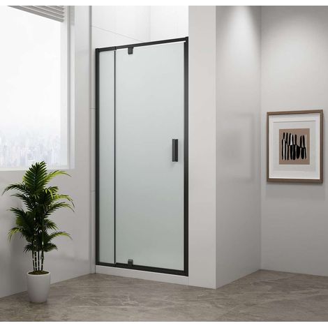 Polysan Easy Black - Puerta de ducha pivotante 76-90 x 190 cm, cristal Brick/negro mate EL1638B (1/5)