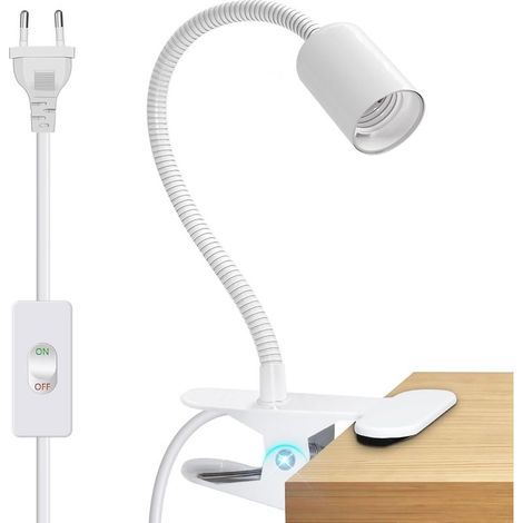 1 E27-Klemmleuchte, 35 cm Schwanenhals, 220 cm Kabel, Schalter, Metall, für Bett, Schreibtisch, Schminktisch (1/5)