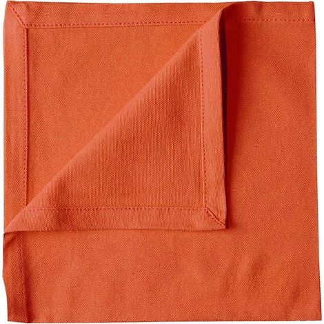 Serviette de table unie et colorée Orange 40x40 cm (1/2)