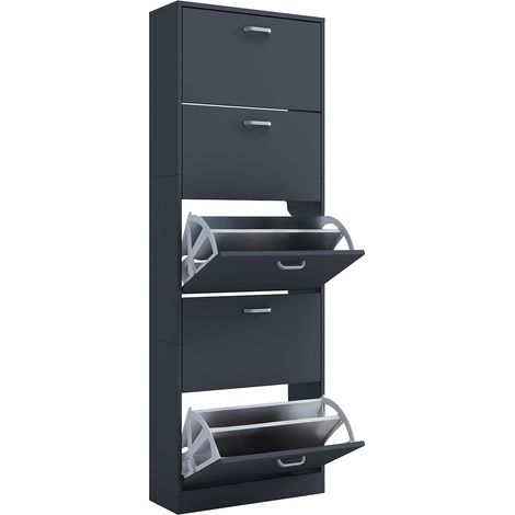 Ebuy24 – Armoire à chaussures Sipos XL 170x59x22 cm – 5 compartiments pour 30 paires – Meuble à chaussures en bois – VCM (1/2)