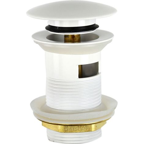 Ensemble de vidage universel pour lavabo ensemble Vidange push-and-pop avec trou de trop-plein (blanche) (1/5)
