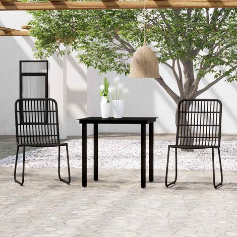 vidaXL Juego de comedor para jardín 3 piezas negro (1/5)