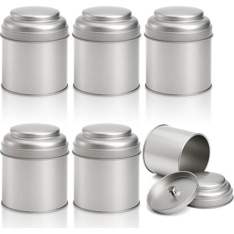 Paquete de 6 recipientes individuales para té con doble tapa hermética，lata redonda de 50 g，hierbas y especias (1/5)