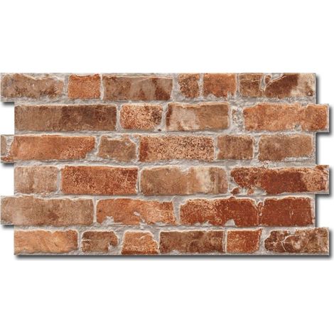 Realonda – Parement cérame effet brique Manhattan Cotto 31x56 cm – Grès cérame robuste – Finition mate – Variation de teinte V4 (1/5)