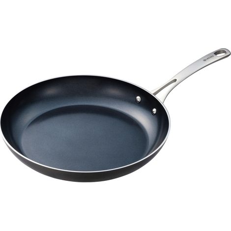 Kyocera Padella in ceramica, con rivestimento antiaderente in ceramica, 30 cm, priva di PFAS/PTFE, manico in acciaio inox, adatta a tutti i piani cottura, CFP-L12 (1/3)