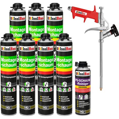 Pistolenschaum Bauschaum Montageschaum 7x 750ml + 1x PU-Reiniger + Schaumpistole (1/5)