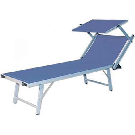 Lettino Prendisole Sdraio Alluminio Piscina Mare Spiaggia Giardino con parasole di colore BLU