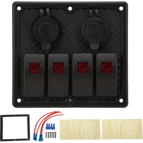 à 4 interrupteurs à bascule avec LED étanche double port de (1/5)