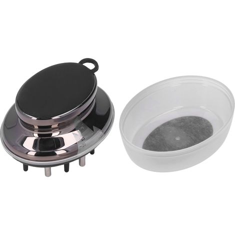 Spazzola massaggiante ergonomica resistente agli oli essenziali con applicatore per il cuoio capelluto, design con finestra graduata, colore grigio. (1/5)