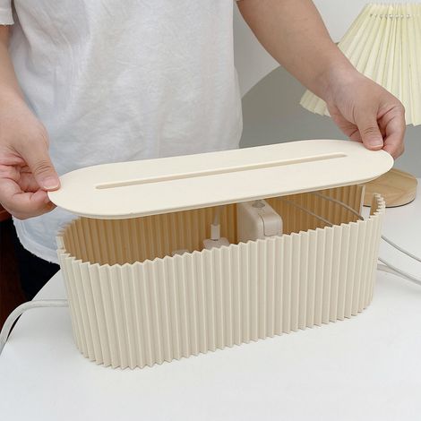 Boîte de Rangement Câbles électriques - Boîte de rangement pour câbles avec couvercle, pour bureau et prise, blanc (1/5)