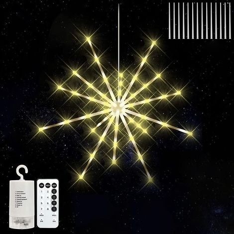 Feux d'artifice Starburst Lights Lumières de Noël extérieures Lumières de Noël extérieures Lumières de Noël LED à piles 8 modes avec télécommande et minuterie pour jardins de Noël en plein air (1/5)