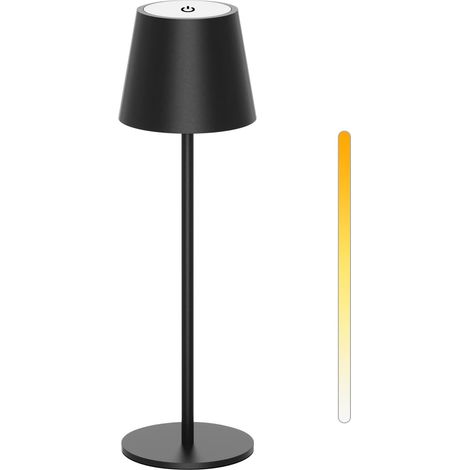 Lampe de Table Sans Fil Rechargeable Blanc Chaud/Froid Dimmable LED Intérieur Extérieur pour Table de Repas Balcon Jardin Terrasse, Noir (1/5)