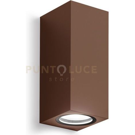 GES915- APPLIQUE RUGGINE 2 LUCI ATTACCO GU10 IP44 6,8X16CM QUADRATO
