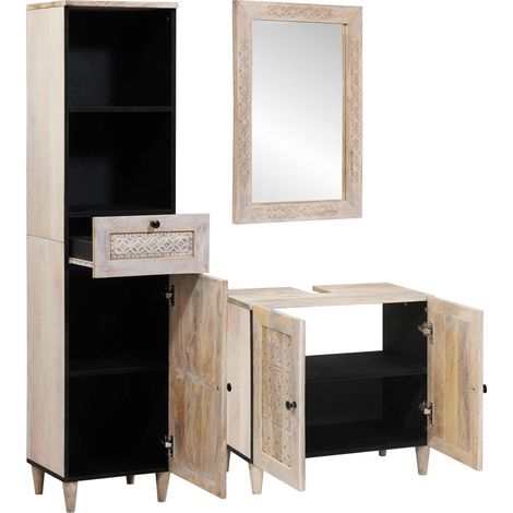 Maison Exclusive - Badezimmermöbel-Set mit Schubladen 3 pcs Weiß