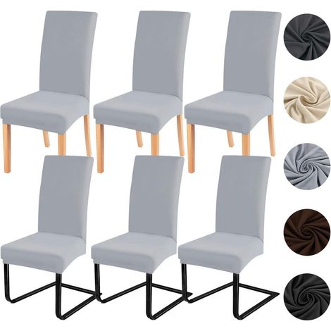 Stuhlhussen 6er Set für Schwingstühle, Stretch, abnehmbar, waschbar, hellgrau (1/5)