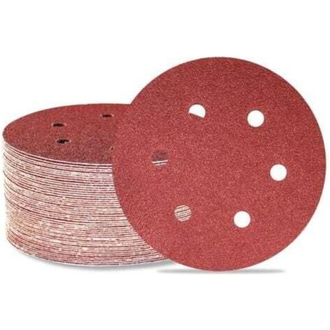 50-teiliges Schleifpapier, 150 mm, 6 Löcher, Körnung 40, Schleifpapier mit zufälligem Muster, geeignet für Holz-, Automobil- und Metallbearbeitung. (1/4)