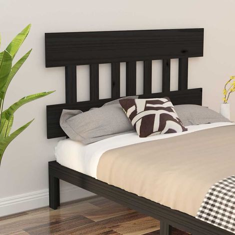 vidaXL Cabecero de cama madera maciza de pino negro 143,5x3x81 cm (1/5)