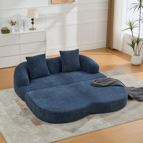 Canapé convertible 157x84x65 cm en chenille bleu marine, gain de place pour salon FloraGrace (1/5)