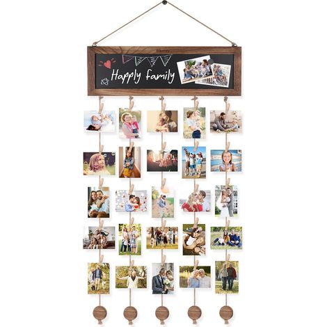 Panneau d'affichage de photos suspendu avec Mini 30 Clips en bois, tableau d'affichage multi-cadres pour Collage mural (1/5)