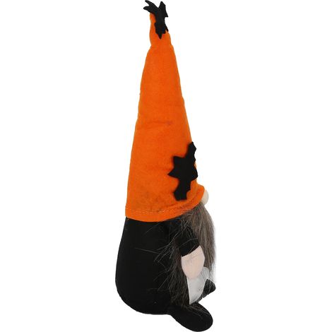 Halloween-Puppe, gesichtslos, stehend, dekorative Plüschpuppe für Esstisch, Sofa, Regal, Bett, mit orangefarbenem Hut (1/5)