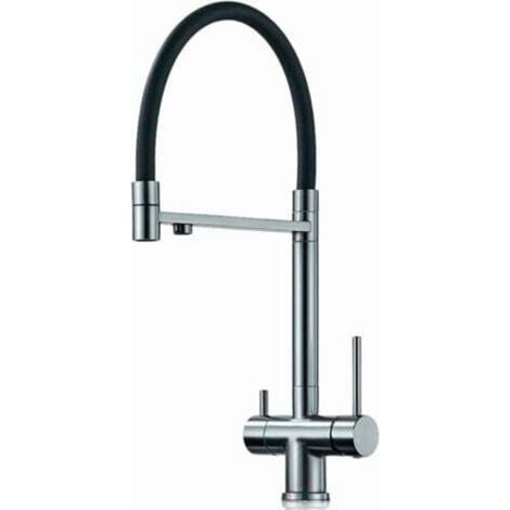 Robinet à osmose inverse 3 voies, extensible, design élégant, rotatif, de la série Helios, laiton rouge gris (1/4)