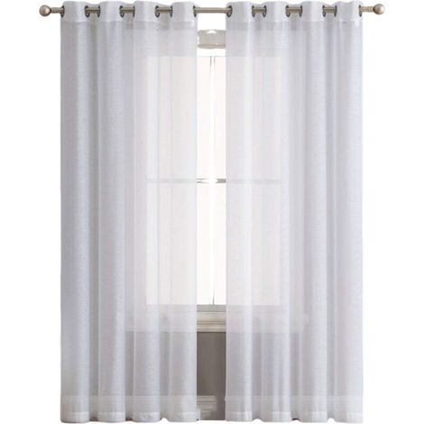 Ensemble de 2 Rideaux en Voile 134x160cm - Double Panneau en Tulle avec Oeillets - Draperies Modernes et Douces pour Décoration Blanche