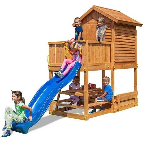 Casetta giardino per bambini con scivolo Fungoo MY HOUSE FREE TIME BEACH gioco in legno per giardino