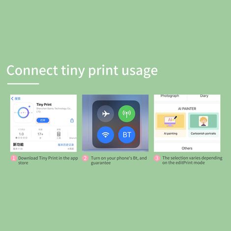 Mini imprimante photo thermique portable, étiqueteuse Bluetooth compatible Android/iOS, pour reçus, étiquettes, mémos, autocollants, listes, scrapbooking, journal, DIY, avec 1 rouleau papier 57x25mm (1/4)