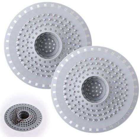2-Piece Universal Silicone Hair Catcher for Bathtub, Sink and Sink. Effective Anti-Clog Strainer and Hygienic Siphon Grill. (1/5)