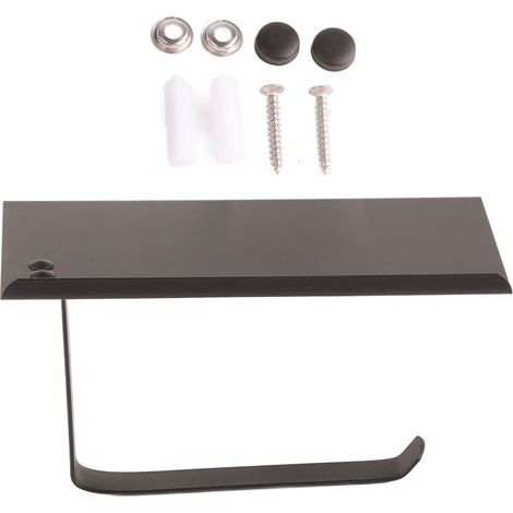 Porte-serviettes en acier inoxydable sans perçage double usage distributeur de papier toilette pour maison salle de bain K6 Noir (1/5)