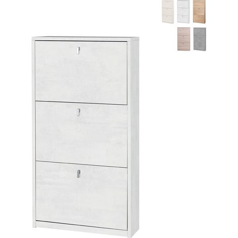 Scarpiera slim salvaspazio tre ante Bianco Ossido 63x18x h117 cm (1/5)