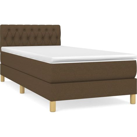Maison Exclusive - Cama box spring con colchón tela marrón oscuro (1/5)