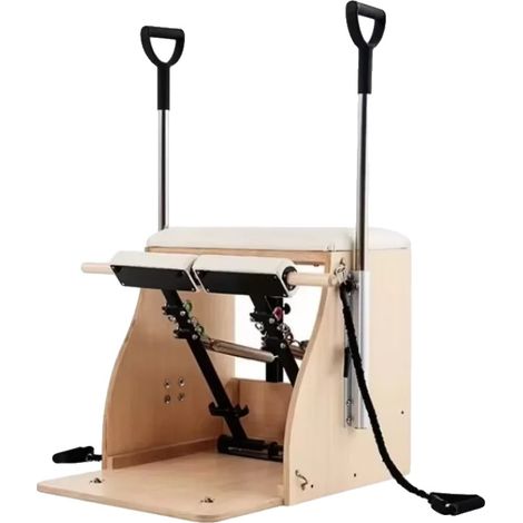 Chaise Wunda de Pilates, Construction en Bois Durable, Exercices de Pilates Polyvalents, Blanc (1/2)