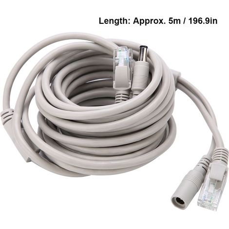 5M/10M/15M/20M RJ45 + cble de vidéosurveillance Ethernet DC pour caméras IP système NVR 10Mbps100Mbps (5M) (1/5)