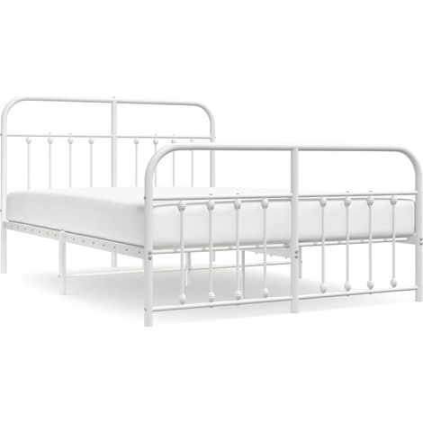 Maison Exclusive - Cadre de lit métal sans matelas et pied de lit blanc 150x200 cm (1/5)