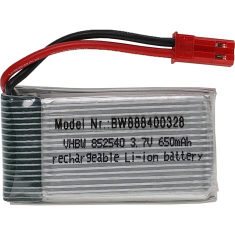 vhbw Batería compatible con BEC clavija (m) para modelismo por ej. coche carreras, avión (650mAh, 3,7V, Li-poli, 45 x 25 x 9mm)