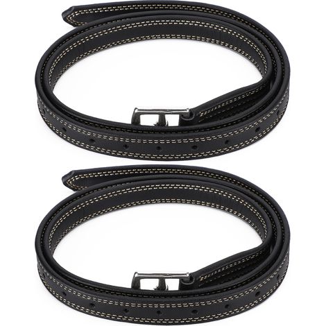 Paar Steigbügelriemen für britische Sättel aus weichem Leder und Mikrofaser, schwarze Edelstahlschnalle (1/5)