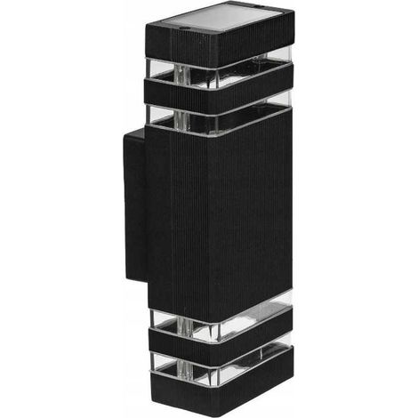 Lampesecoenergie – Applique extérieure Inez IP54 2x GU10 noir – Luminaire en aluminium résistant aux intempéries – Dimensions 310x110x105mm (1/5)