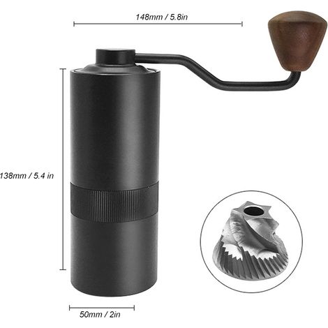 Moulin à café manuel avec réglage ajustable, broyeur physique de grains de café pour la maison et le bureau (1/5)