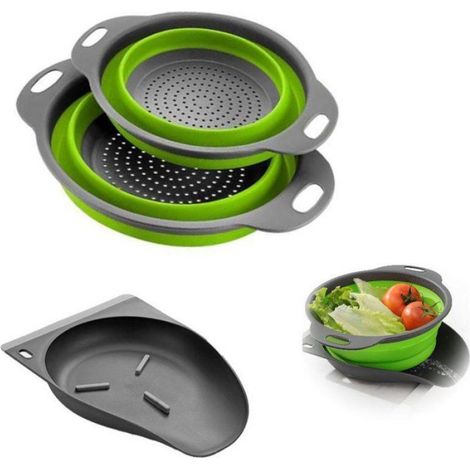 Vergiet Rond - Opvouwbaar Met Watergeleider En Statief - Pour Pasta Fruits Légumes - 2 Pièces (1/5)