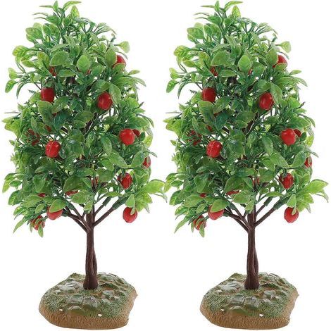 Set mit 2 künstlichen Obstbäumen für die Gartengestaltung oder Tischdekoration in Sandoptik – 21,00 x 10,50 x 10,00 cm – Grün (1/3)